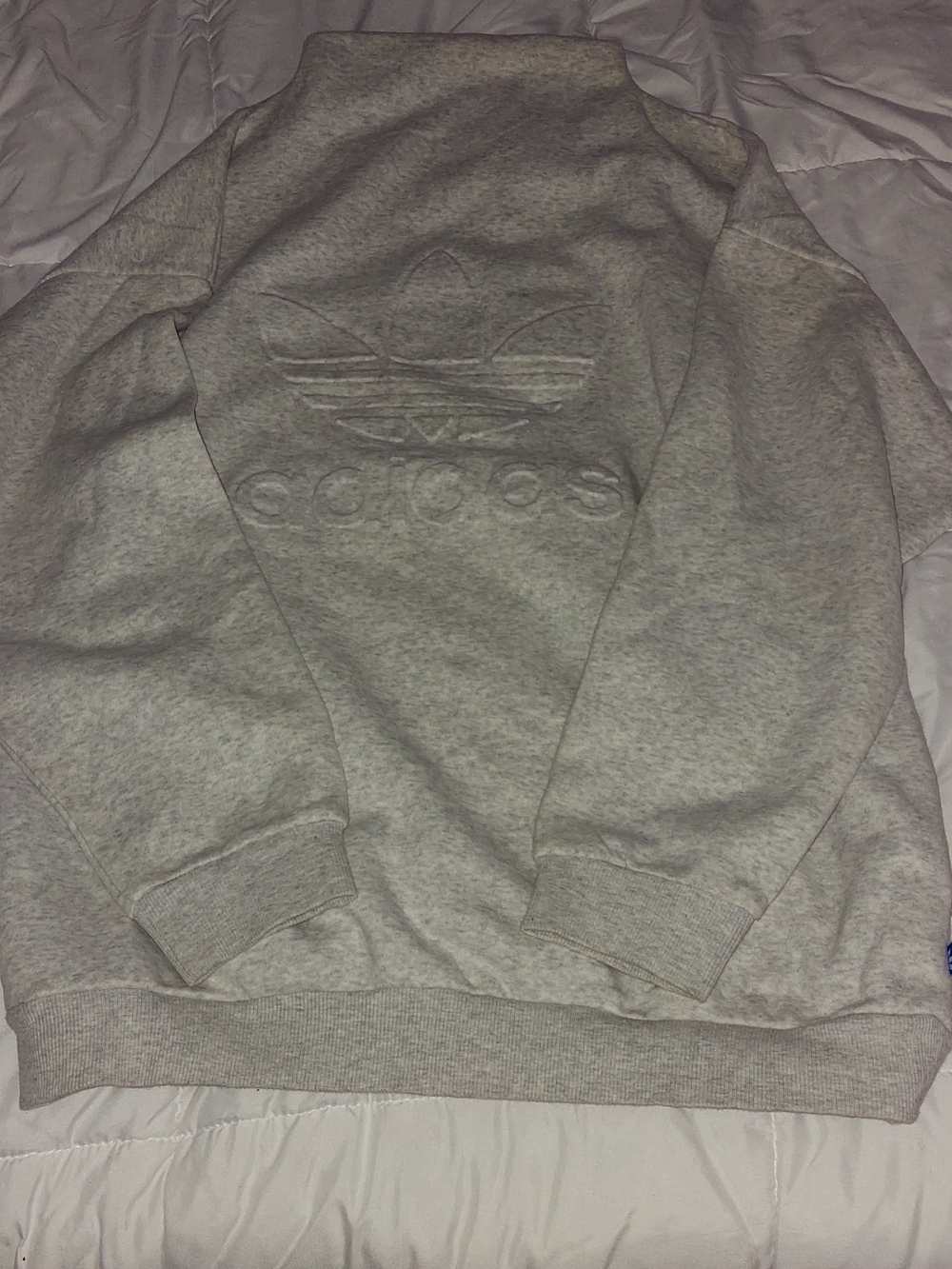 adidas Women’s Light Grey Embossed Trefoil Crewneck Sweatshirt
